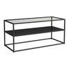 Mesa De Centro Solund Con 1 Estante Acero/cristal 102x43x46cm - Negro Mate [en.casa]