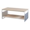 Mesa De Centro Dyrøy Con Estante Y Bolsa Acero 100x50x43cm - Blanco/roble [en.casa]