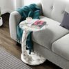 Mesa Auxiliar Holeby Con 4 Ruedas Aglomerado 56 X Ø 38 Cm - Mármol Blanco Crema [en.casa]