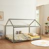 Cama Para Niños Cerro En Forma De Casa Pino 140x200cm - Gris [en.casa]