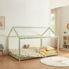 Cama Para Niños Cerro En Forma De Casa Pino 120x200cm - Verde Menta [en.casa]