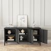 Mesa De Tele Kotka Con 3 Puertas Acero 113x40x58 Cm - Negro [en.casa]