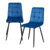 Juego De 2 Sillas De Comedor Lexnitz Terciopelo Y Metal 89x44x45cm - Azul Oscuro [en.casa]