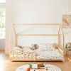 Cama Infantil Hesel En Forma De Casa Pino Con Reja 120x200cm - Natural [en.casa]