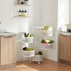 Carrito De Cocina Steigen Con 5 Cestas Redondas Acero 90xø33cm - Blanco [en.casa]