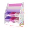 Estantería Para Niños Ponteceso Decoración Marina Aglomerado/tela 74x62x27cm - Blanco Rosa Violeta [en.casa]