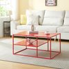 Mesa De Centro Solund Rectangular Acero 45x90x60 Cm - Rojo [en.casa]