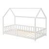 Cama Infantil Hesel En Forma De Casa Pino Con Reja 90x200cm - Blanco [en.casa]