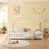 Cama Infantil Hesel En Forma De Casa Pino Con Reja 120x200cm - Blanco [en.casa]