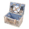 Cesta De Picnic Lumparland Para 4 Personas 42x28x20cm - Blanco / Azul [casa.pro]