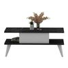 Mesa De Centro Melhus Con Estante Aglomerado 90x45x40cm - Mármol Negro [en.casa]