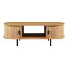 Mesa De Centro Tvedestrand Con Puertas Bambú 120x55x40cm - Natural/negro [en.casa]