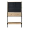 Aparador Alto Tysnes Con 2 Puertas 140x80x40 Cm - Negro/efecto Roble [en.casa]