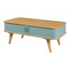 Mesa De Centro Tysvær Con Puertas Bambú 100x50x40cm - Natural/azul [en.casa]