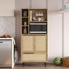 Armario De Cocina Kvænangen Con 5 Compartimentos Abiertos 162x75x36 Cm - Roble [en.casa]