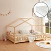 Cama Para Niños Treviolo Forma De Casa Pino + Colchón 120x200cm - Pino Natural [en.casa][neu.haus]