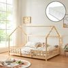 Cama Para Niños Sisimiut Forma De Casa Pino + Colchón 140x200 Cm - Pino Natural [en.casa][neu.haus]