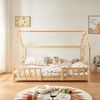 Cama Para Niños Sisimiut Forma De Casa Pino + Colchón 140x200 Cm - Pino Natural [en.casa][neu.haus]