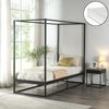 Cama Con Baldaquín Kristianstad Para Dosel + Colchón Metal 90x200cm - Negro [en.casa]