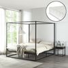 Cama Con Baldaquín Kristianstad Para Dosel + Colchón Metal 180x200cm - Negro [en.casa]