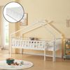 Cama Alta Cabaña Para Niños Sotkamo Pino Colchón 90x200 - Blanco [en.casa]