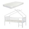 Cama Alta Cabaña Para Niños Sotkamo Pino Colchón 90x200 - Blanco [en.casa]