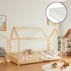 Cama Infantil Hesel En Forma De Casa Con Reja Y Colchón 90x200cm - Natural [en.casa]