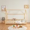 Cama Infantil Hesel En Forma De Casa Con Reja Y Colchón 90x200cm - Natural [en.casa]