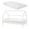 Cama Infantil Cabaña Ydre Con Colchón Regulable En Altura Pino 90x200cm - Blanco [en.casa]