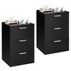 2pcs Mesitas De Noche Negro Con 3 Cajones Dormitorio 40x35x60cm