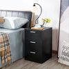 2pcs Mesitas De Noche Negro Con 3 Cajones Dormitorio 40x35x60cm