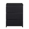 2pcs Mesitas De Noche Moderno Con 3 Cajones Negro 45x35x60,5cm