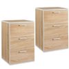 2pcs Mesitas De Noche Con 3 Cajones Dormitorio 40x35x60cm Roble Claro