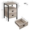 2pcs Mesitas De Noche Con Dos Cajones Industrial Dormitorio Gris