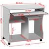 Mesa Escritorio Ordenador Con Ruedas 80x48x76cm Blanca