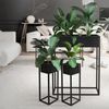 Set 3x Soporte Para Plantas De Metal Negro Ml-design