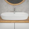 Lavabo Forma Oval 80x40x12 Cm Cerámica Blanca Diseño Ml