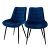 Set 2x Sillas De Comedor Azul Oscuro Estilo Moderno Ml-design