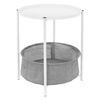 Mesa Auxiliar Ø46x51 Cm Metal Blanco Bandeja Y Cesta De Tela Ml-design