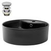 Lavabo De Cerámica Mate Ø 460 X 155 Mm Fregadero Negro Ml-design