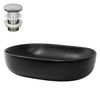 Lavabo Ovalado 600 X 425 X 145 Mm Negro De Cer?mica Mate Ml-design