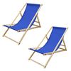 2x Silla De Playa Plegable Madera Tumbona Azul Oscuro