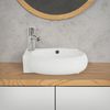 Lavabo De Cerámica 43x28x15 Cm Blanco Ovalado  Ml-design