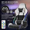 Silla De Juego Led Rgb Y Bluetooth Piel Sintética Blanca Ml-design