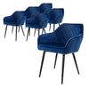 Set 6x Sillas De Comedor Azul Oscuro Estilo Moderno Asiento Ml-design