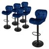 6x Taburetes De Bar De Terciopelo 360° 63 - 83 Cm Azul Ml-design