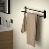 Toallero Doble Pared Sin Taladrar Para Baños 59cm Negro Ml-design