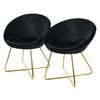 2x Sillas De Comedor Tapizado Aspecto Terciopelo Negro Ml-design