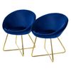 2x Sillas De Comedor Tapizado Aspecto Terciopelo Azul Ml-design