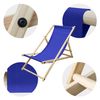 2x Silla De Playa Plegable Madera Tumbona Azul Oscuro